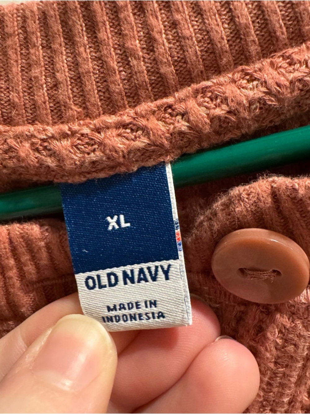 Old Navy Waffle Knit Henley Long Sleeve Top - Rusty Rose - Picture 2 of 3